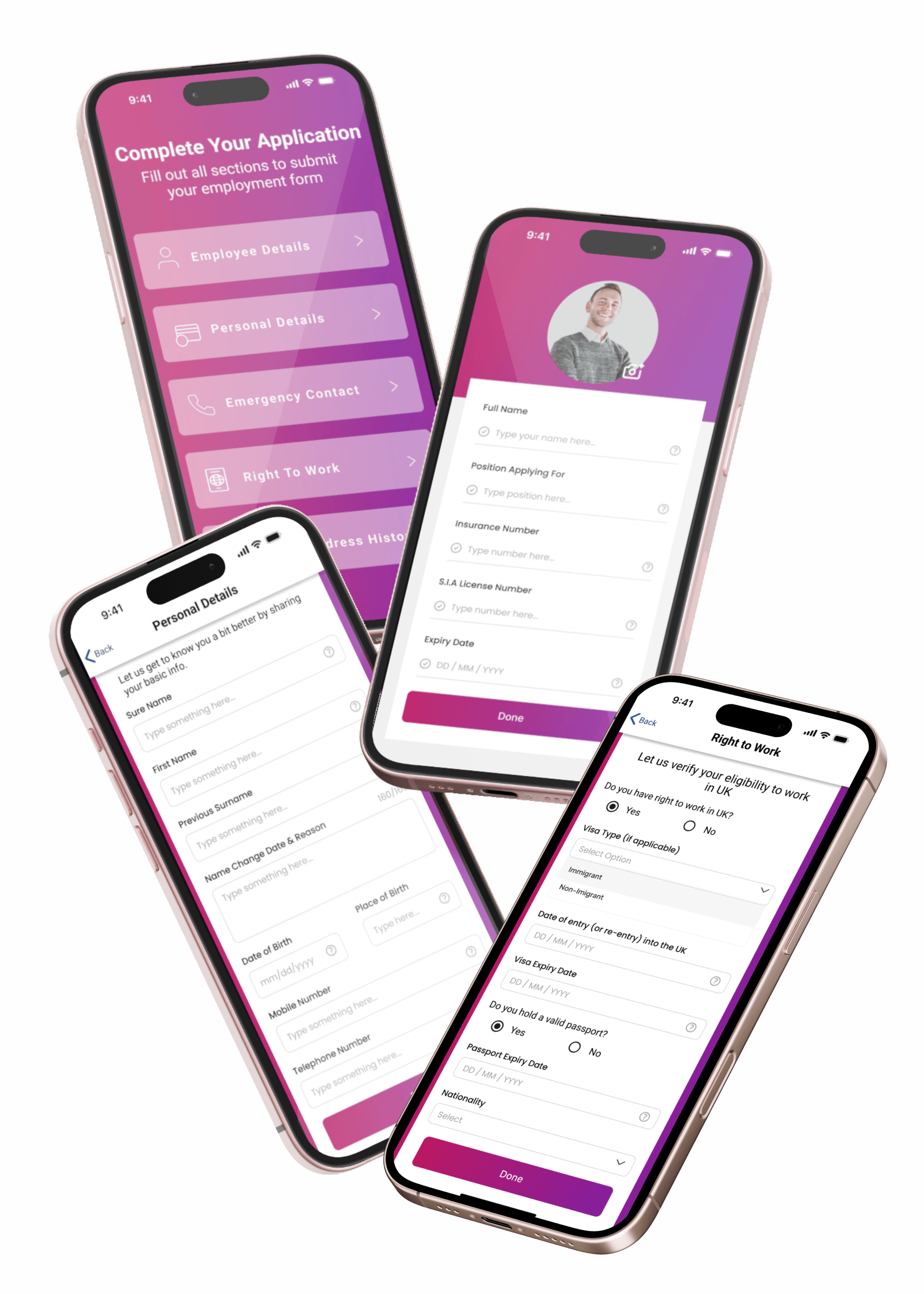 Employment Application UI/UX — screen 1