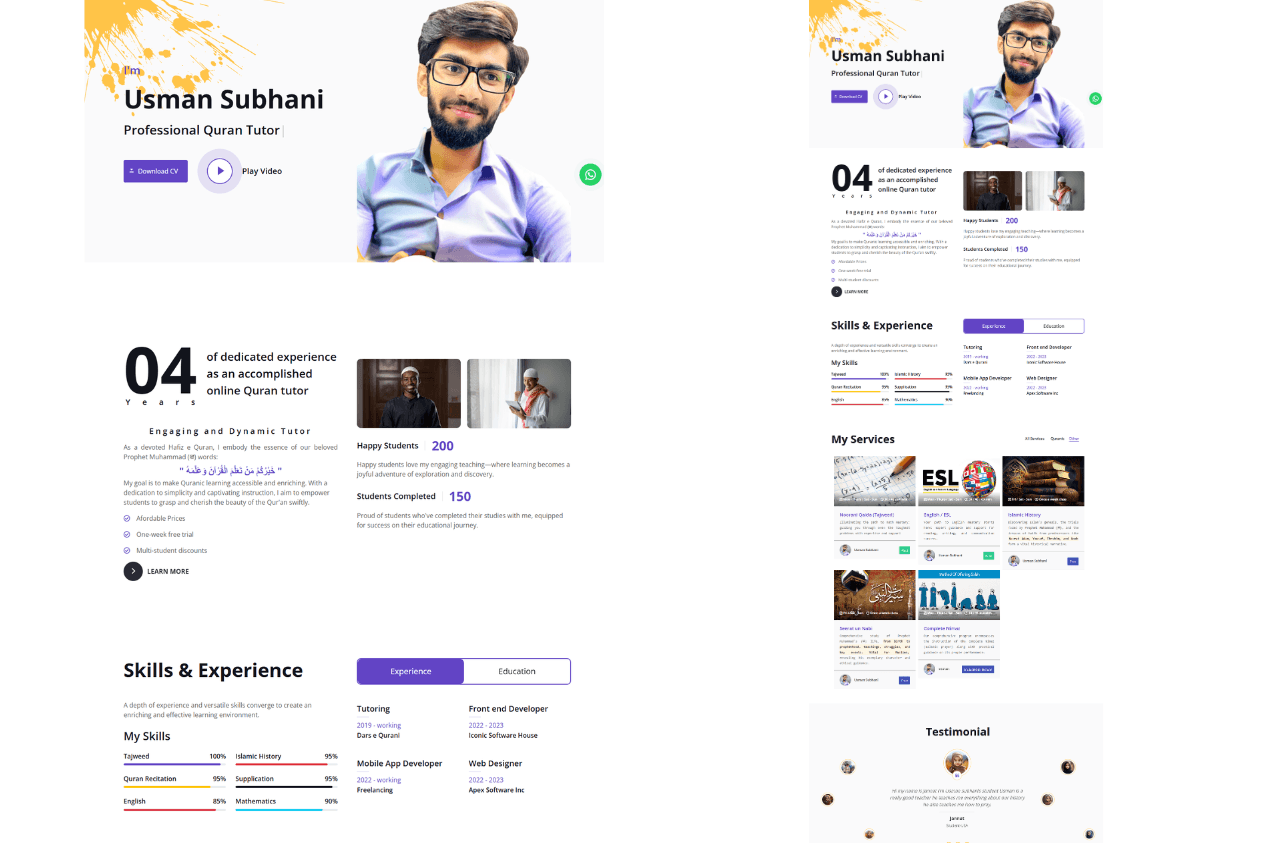 Teaching Portfolio Website — screen 1