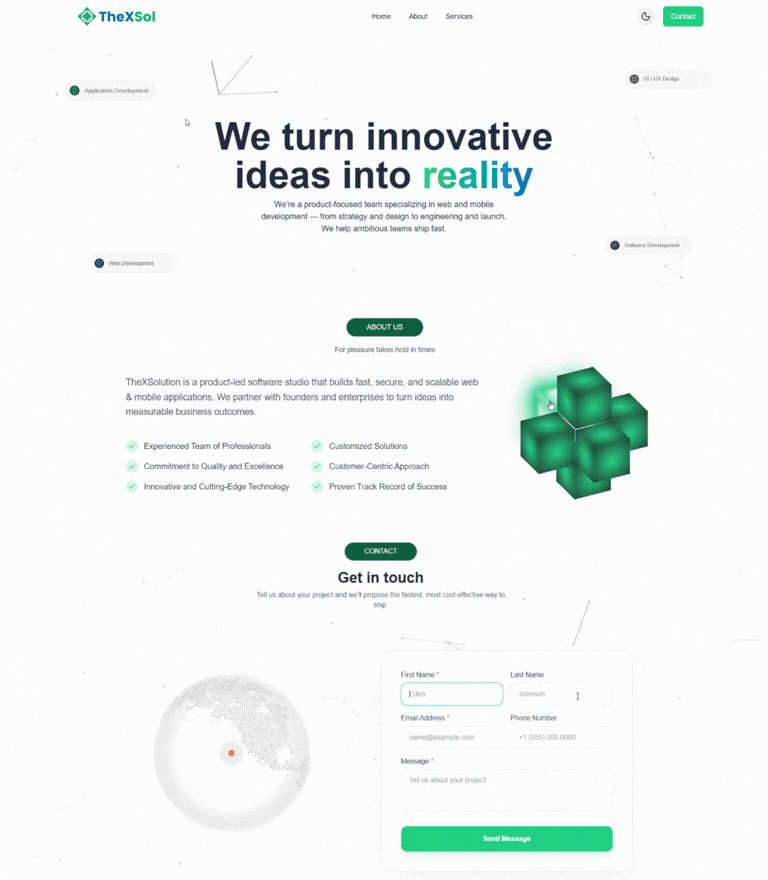 TheX Sol — Company Website — screen 2